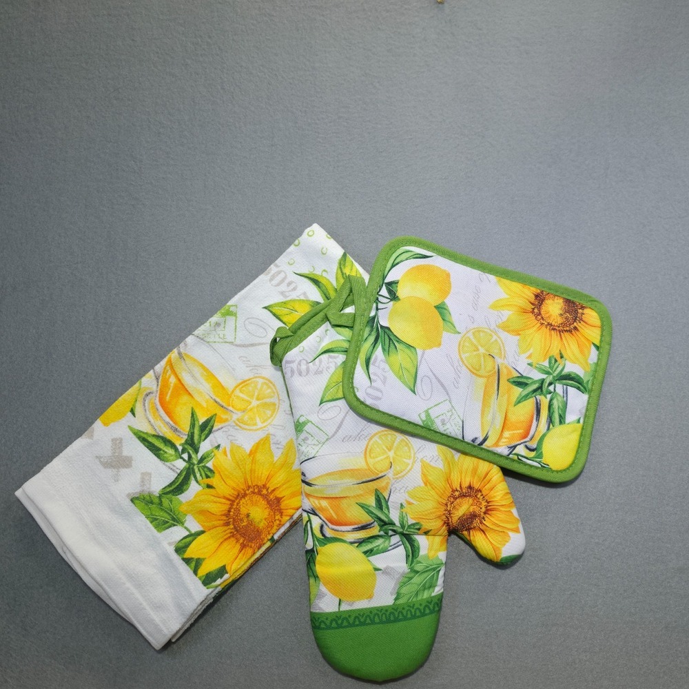 4 Piece Sunflower& Lemon- 2 Pot Holders & 2 Dish Towels